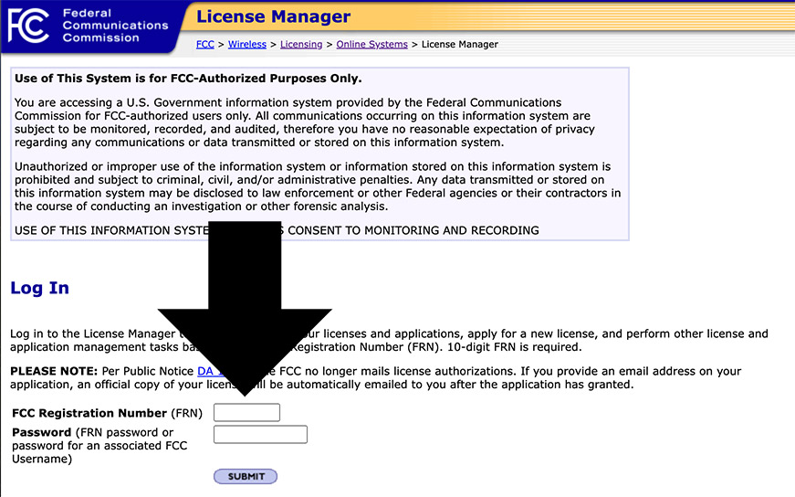 Login to the FCC Website