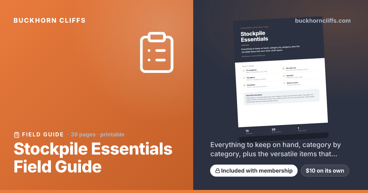 Stockpile Essentials Field Guide: 39-page printable PDF