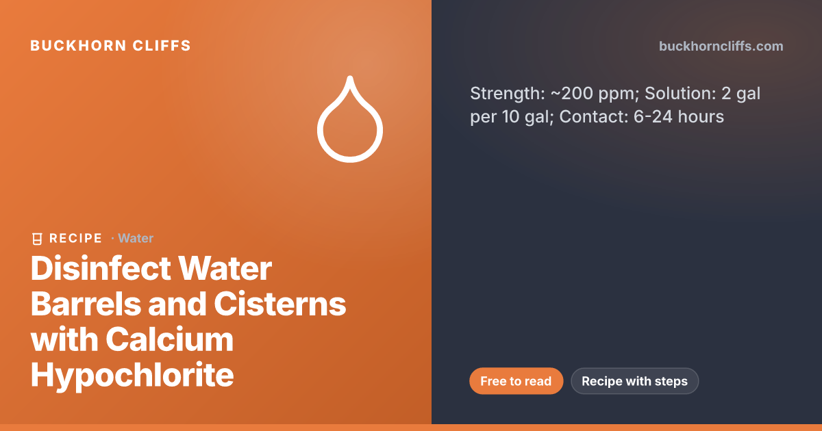 Disinfect Water Barrels and Cisterns with Pool Shock