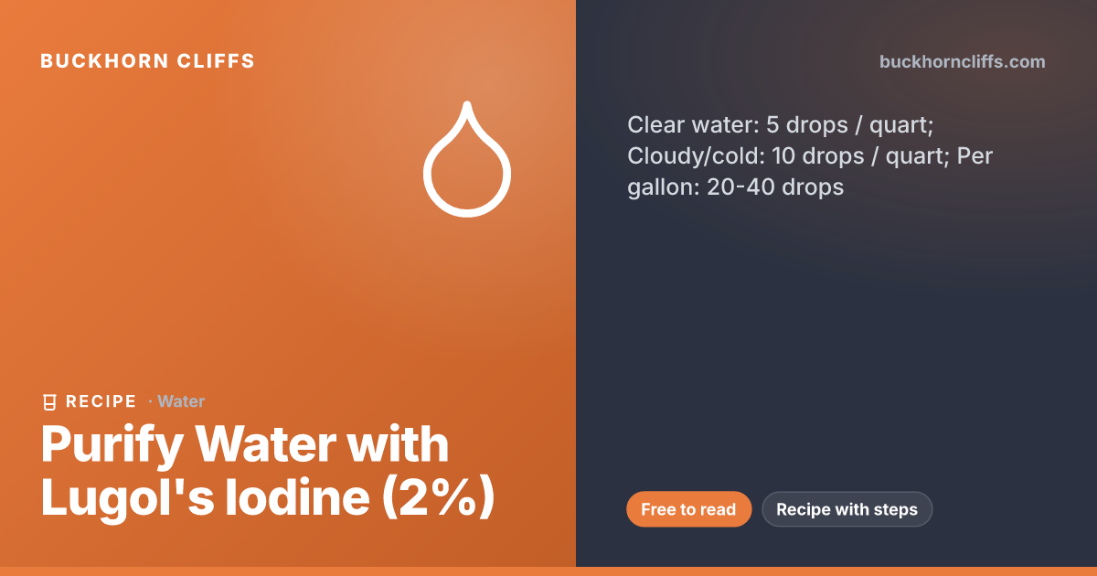 Purify Water with Lugol's Iodine (2%) | Buckhorn Cliffs