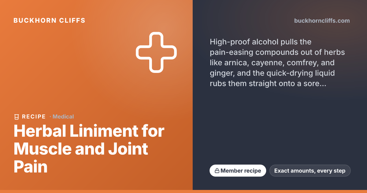 Herbal Liniment for Muscle and Joint Pain | Buckhorn Cliffs