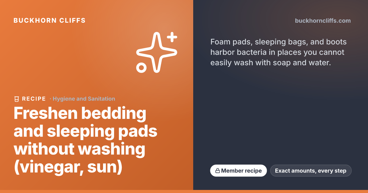 Freshen bedding and sleeping pads without washing