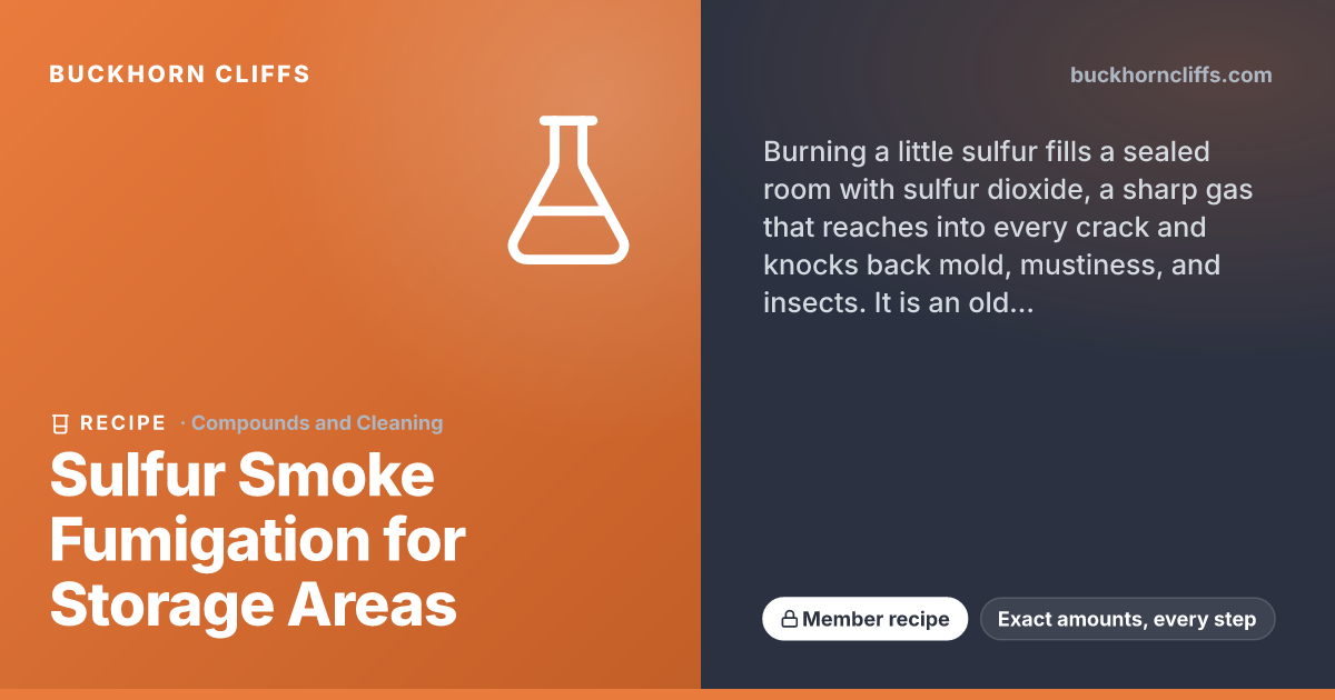 Sulfur Smoke Fumigation for Storage Areas | Buckhorn Cliffs