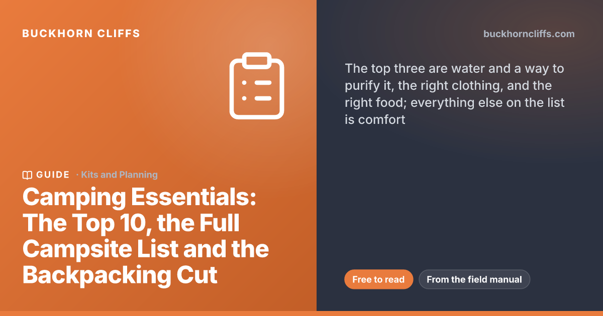 Camping Essentials: Top 10, Full List, Backpacking Cut