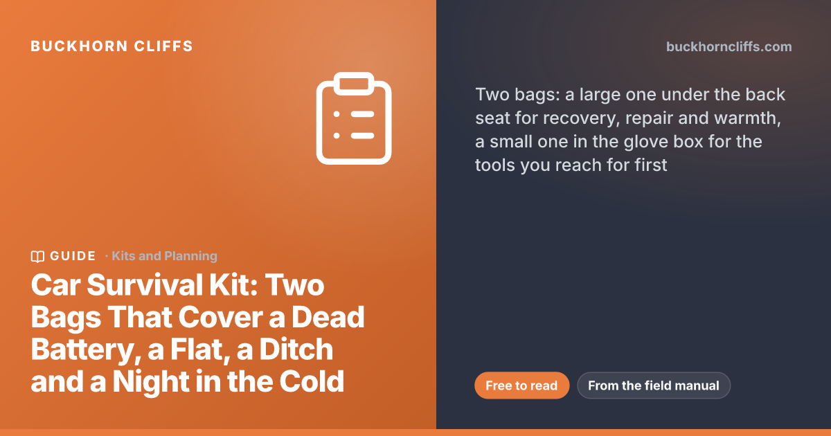 Car Survival Kit: The Two-Bag Setup | Buckhorn Cliffs