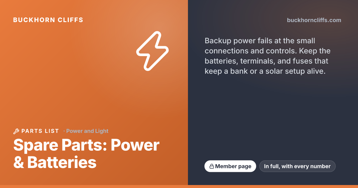 Spare Parts: Power & Batteries | Buckhorn Cliffs