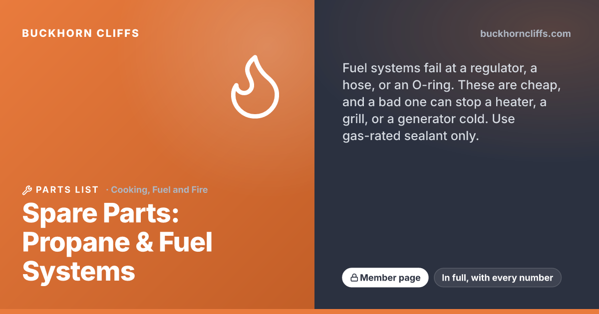 Spare Parts: Propane & Fuel Systems | Buckhorn Cliffs