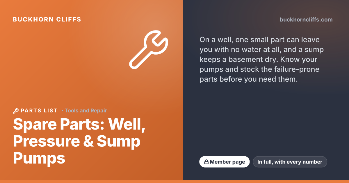 Spare Parts: Well, Pressure & Sump Pumps | Buckhorn Cliffs
