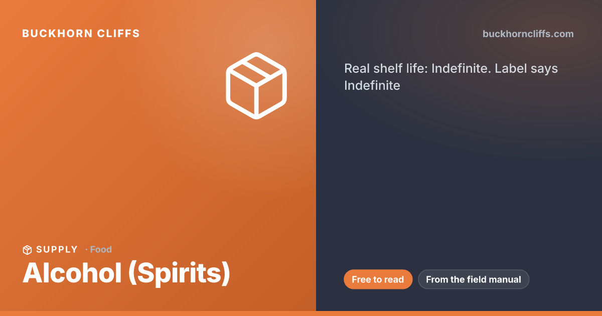 Alcohol (Spirits): Real Shelf Life in Long-Term Storage