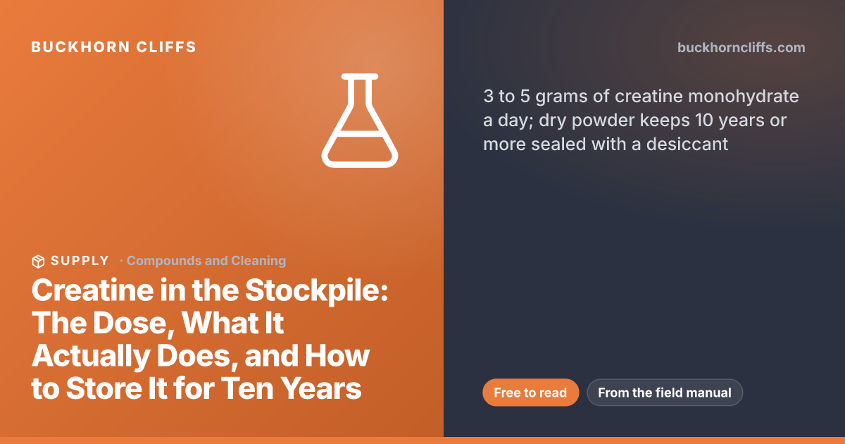Creatine in the Stockpile: The Dose, What It Actually Does, and How to Store It for Ten Years