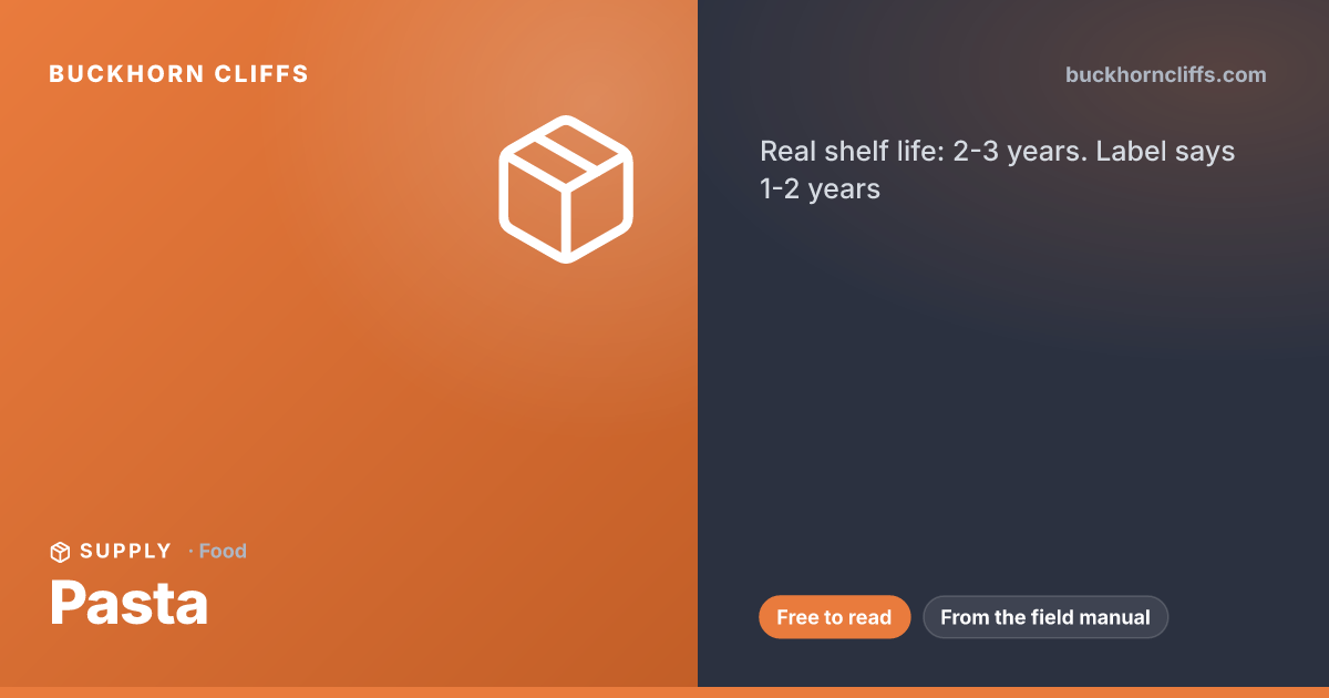 Pasta: Real Shelf Life in Long-Term Storage
