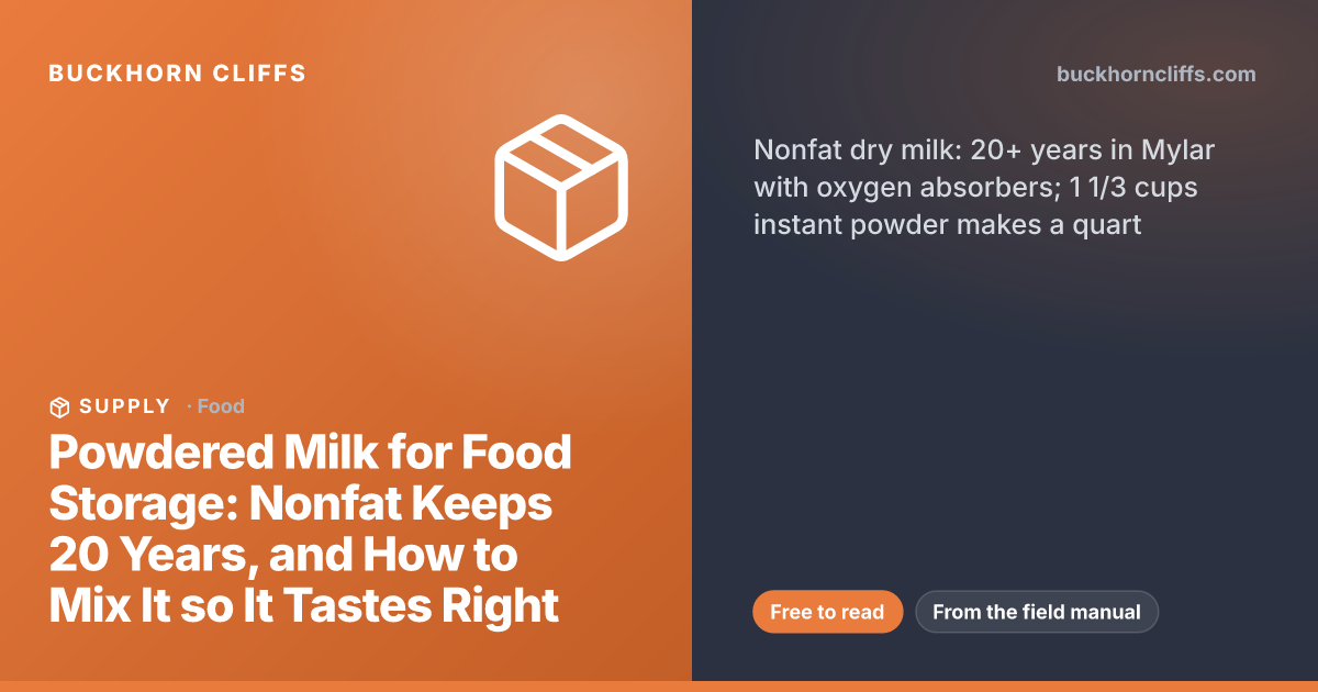 Powdered Milk for Food Storage: Nonfat Keeps 20 Years, and How to Mix It so It Tastes Right