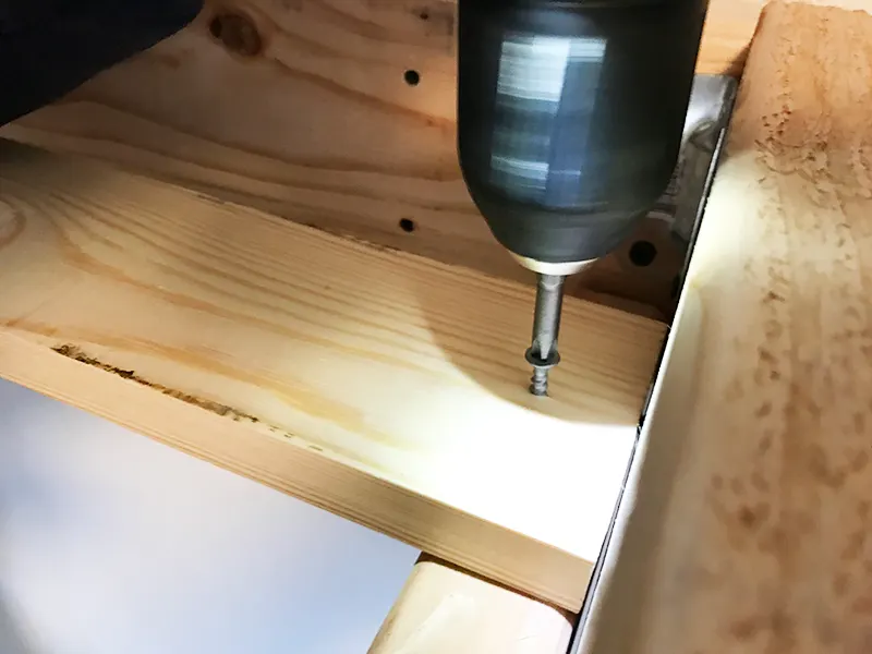 Screwing In Wooden Slats on Hanging Bed