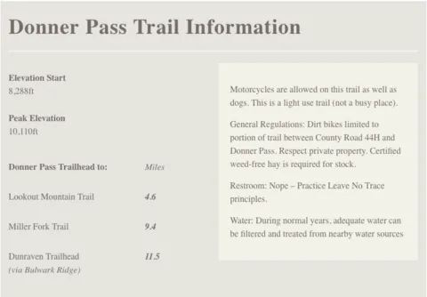 Donner Pass Trail Information