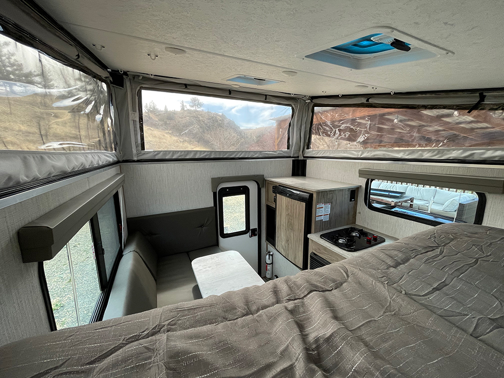 Truck bed outlet camper interior