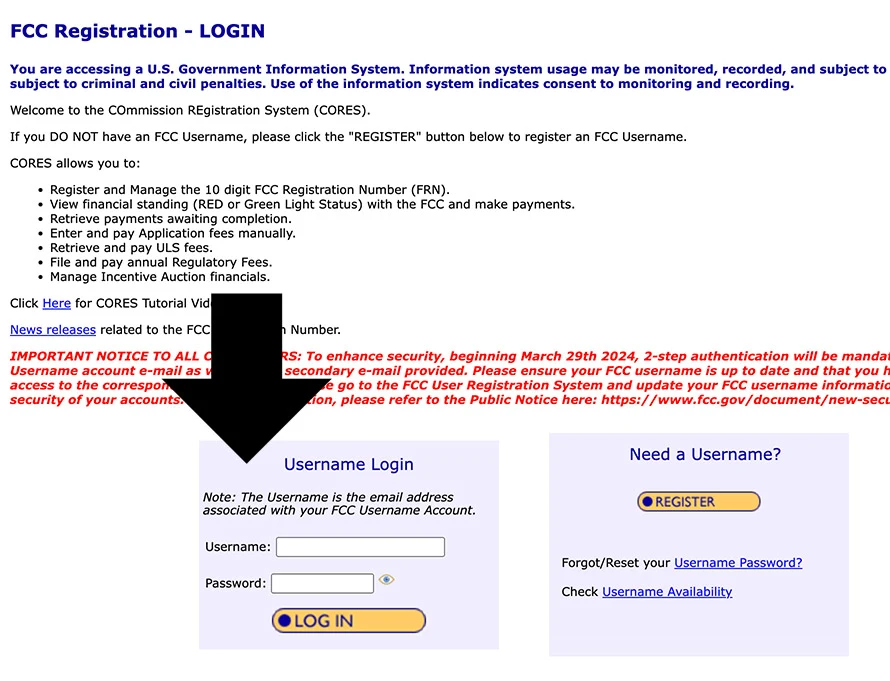 Login to FCC Account