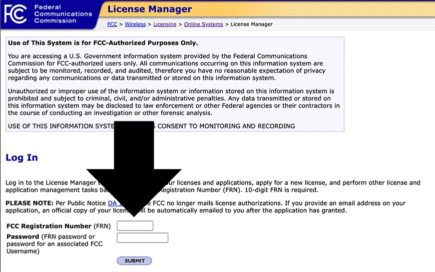 Login to the FCC Website