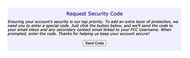 Request Security Code