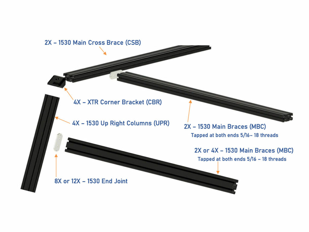 XTR3 Bed Rack Main Components