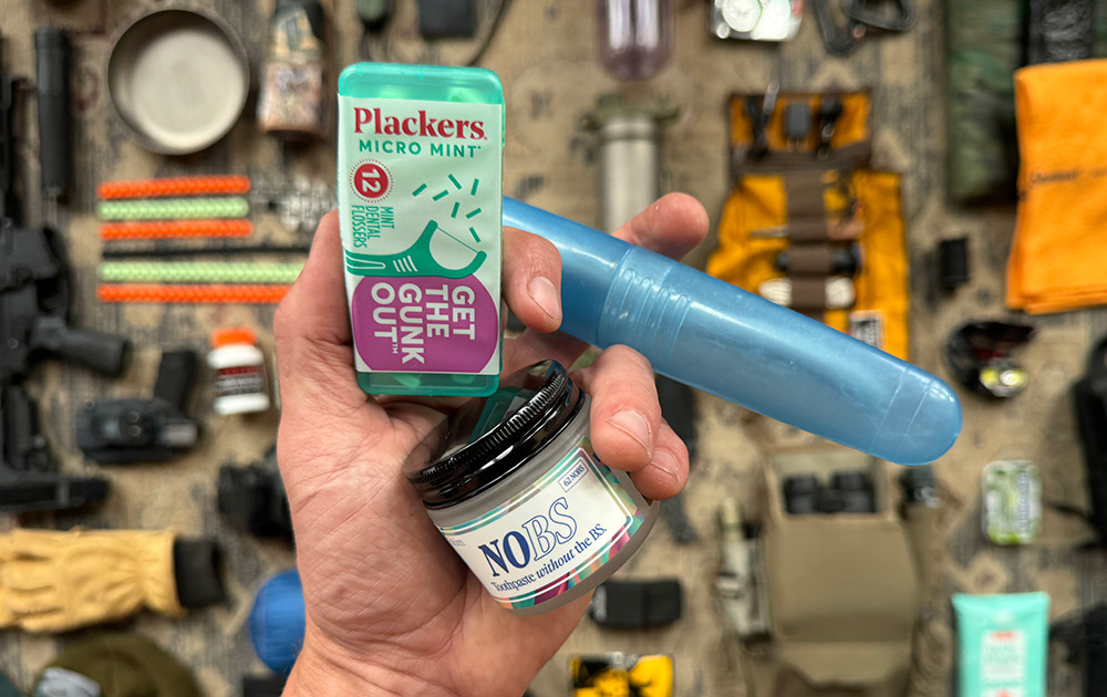 Oral Hygiene Kit: Toothbrush, Toothpaste Tablets, and Plackers